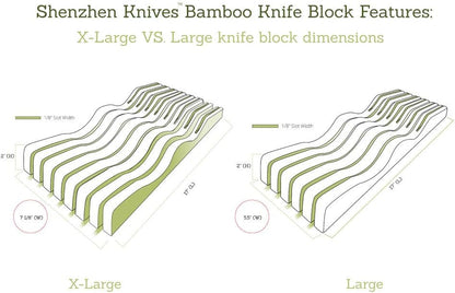 Bamboo In-Drawer Knife Block – 15 Slot, Holds 12-15 Knives | Bamboo Construction, 15 Knife Slots, Fits 12-15 Knives, X-Large, For Kitchen Drawers, Cutlery Tray Organizer