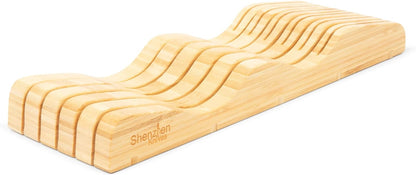 Bamboo In-Drawer Knife Block – 15 Slot, Holds 12-15 Knives | Bamboo Construction, 15 Knife Slots, Fits 12-15 Knives, X-Large, For Kitchen Drawers, Cutlery Tray Organizer
