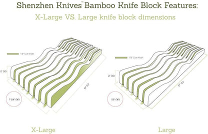 Bamboo In-Drawer Knife Block – 15 Slot, Holds 12-15 Knives | Bamboo Construction, 15 Knife Slots, Fits 12-15 Knives, X-Large, For Kitchen Drawers, Cutlery Tray Organizer
