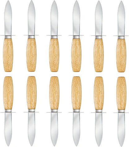 Oyster Shucking Knife, 12 Pack Oyster Shucker With Comfort Wood-Handle for All Kinds of Shells & Oysters, Durable Oyster Shucker Tools for Home & Restaurant Use