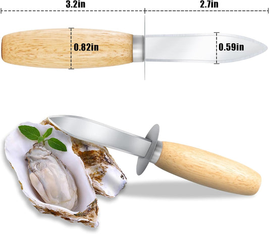 Oyster Shucking Knife, 12 Pack Oyster Shucker With Comfort Wood-Handle for All Kinds of Shells & Oysters, Durable Oyster Shucker Tools for Home & Restaurant Use