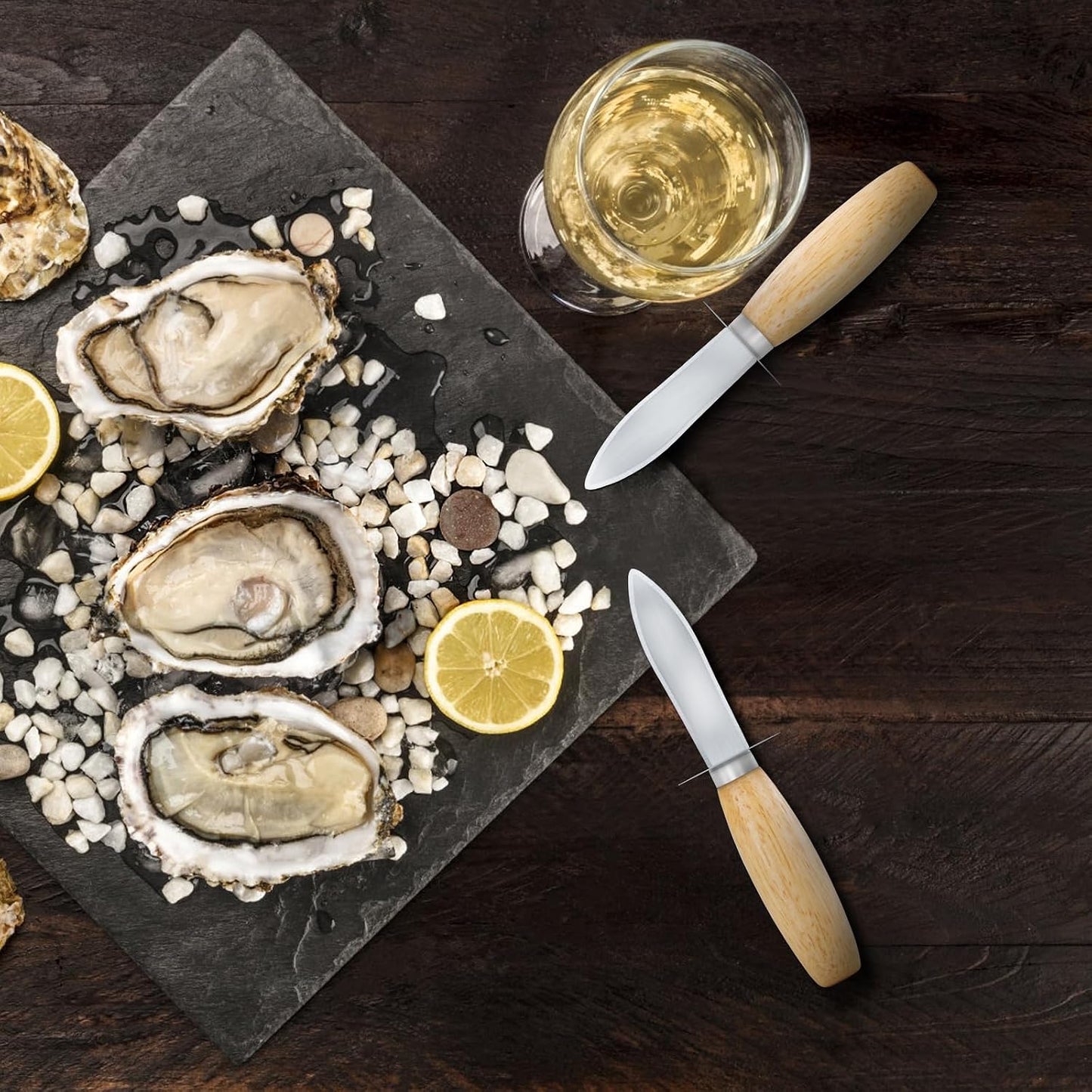 Oyster Shucking Knife, 12 Pack Oyster Shucker With Comfort Wood-Handle for All Kinds of Shells & Oysters, Durable Oyster Shucker Tools for Home & Restaurant Use