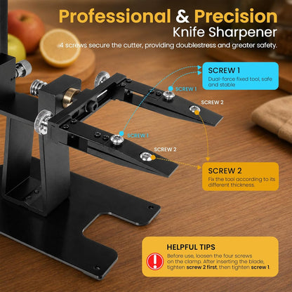 Precision Knife Sharpening System, 11°-30° Professional Knife Sharpener | 5 Diamond & Ceramic Stones for Kitchen Knife - Gifts for Men, Dad