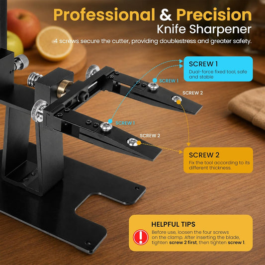 Precision Knife Sharpening System, 11°-30° Professional Knife Sharpener | 5 Diamond & Ceramic Stones for Kitchen Knife - Gifts for Men, Dad