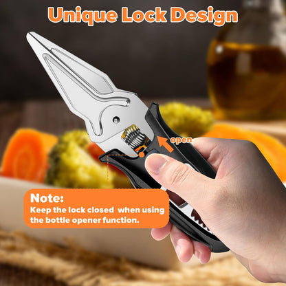 Kitchen Scissors All Purpose for Food | Kitchen Shears Heavy Duty Poultry Shears, Stainless Steel Cooking Meat Cutting Scissors with Magnetic Holder & Safety Lock