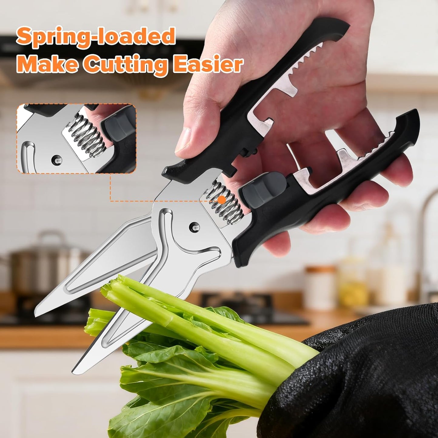Kitchen Scissors All Purpose for Food | Kitchen Shears Heavy Duty Poultry Shears, Stainless Steel Cooking Meat Cutting Scissors with Magnetic Holder & Safety Lock