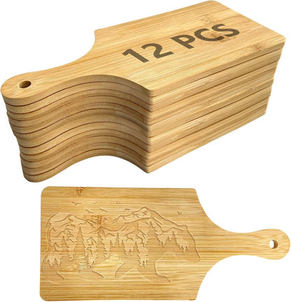 11x5 In Mini Charcuterie Boards,6 Pcs Small Wood Cutting Board Bulk Cutting Board for Crafts with Handle,Laser Engraving Cutting Boards Blank,Unfinished Wood Cutting Boards,Mini Cheese Board as Gift
