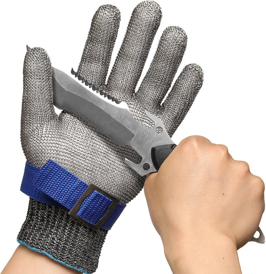 SlicePro ANSI A9 Cut Resistant Glove PR1706, Stainless Steel Mesh Metal Glove, Food Grade for Kitchen Cooking, Butcher Meat Cutting, Oyster Shucking, Mandoline, (XL, 1 PCS)