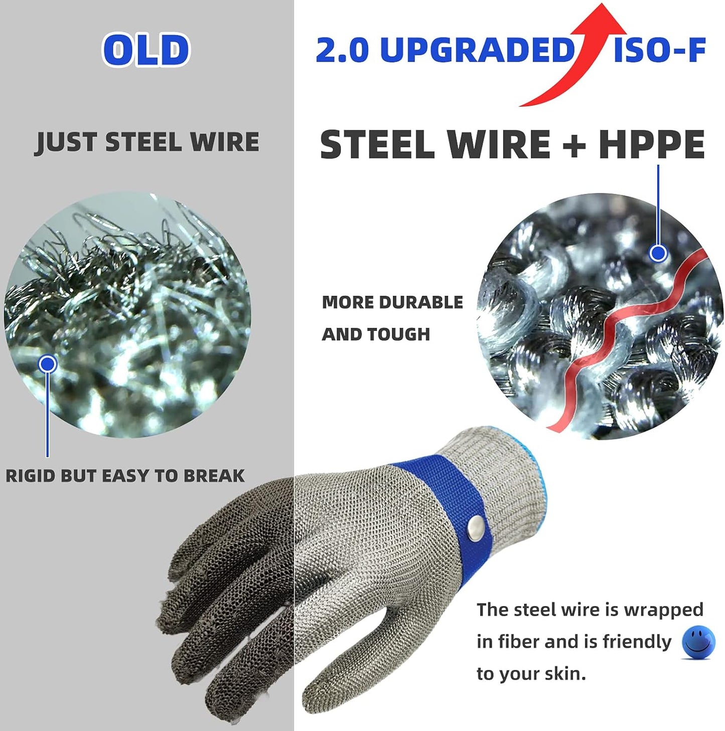 SlicePro ANSI A9 Cut Resistant Glove PR1706, Stainless Steel Mesh Metal Glove, Food Grade for Kitchen Cooking, Butcher Meat Cutting, Oyster Shucking, Mandoline, (XL, 1 PCS)