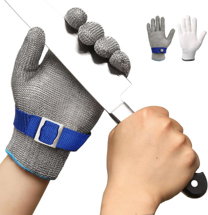 SlicePro ANSI A9 Cut Resistant Glove PR1706, Stainless Steel Mesh Metal Glove, Food Grade for Kitchen Cooking, Butcher Meat Cutting, Oyster Shucking, Mandoline, (XL, 1 PCS)