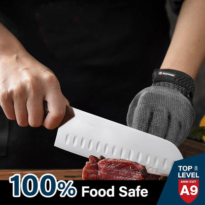 SlicePro ANSI A9 Cut Resistant Glove PR1706, Stainless Steel Mesh Metal Glove, Food Grade for Kitchen Cooking, Butcher Meat Cutting, Oyster Shucking, Mandoline, (XL, 1 PCS)