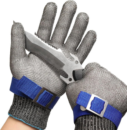 SlicePro ANSI A9 Cut Resistant Glove PR1706, Stainless Steel Mesh Metal Glove, Food Grade for Kitchen Cooking, Butcher Meat Cutting, Oyster Shucking, Mandoline, (XL, 1 PCS)