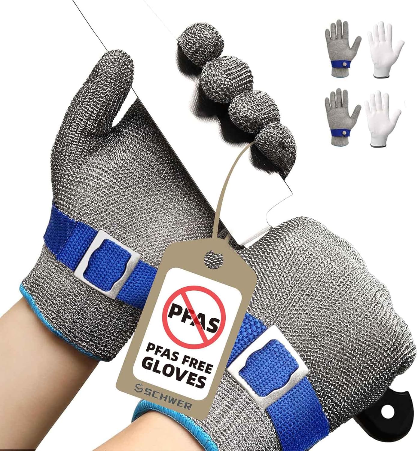 SlicePro ANSI A9 Cut Resistant Glove PR1706, Stainless Steel Mesh Metal Glove, Food Grade for Kitchen Cooking, Butcher Meat Cutting, Oyster Shucking, Mandoline, (XL, 1 PCS)