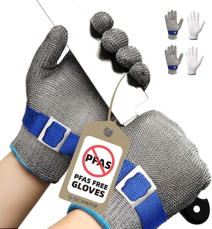 SlicePro ANSI A9 Cut Resistant Glove PR1706, Stainless Steel Mesh Metal Glove, Food Grade for Kitchen Cooking, Butcher Meat Cutting, Oyster Shucking, Mandoline, (XL, 1 PCS)