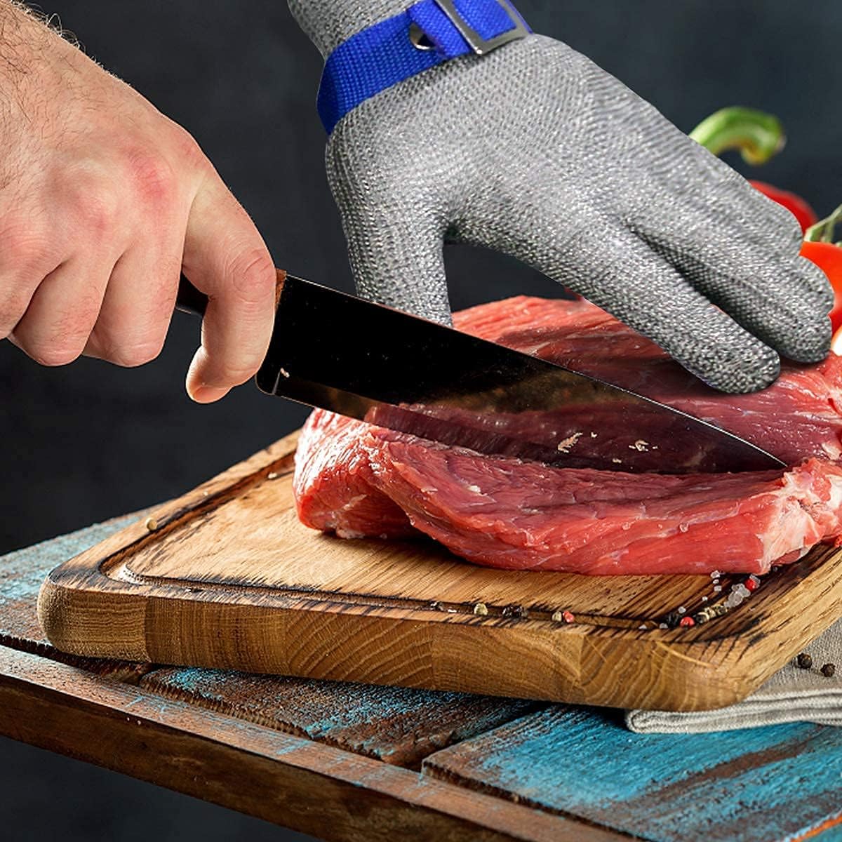 SlicePro ANSI A9 Cut Resistant Glove PR1706, Stainless Steel Mesh Metal Glove, Food Grade for Kitchen Cooking, Butcher Meat Cutting, Oyster Shucking, Mandoline, (XL, 1 PCS)