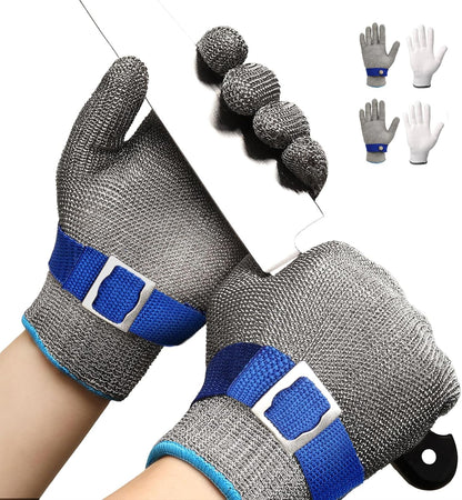 SlicePro ANSI A9 Cut Resistant Glove PR1706, Stainless Steel Mesh Metal Glove, Food Grade for Kitchen Cooking, Butcher Meat Cutting, Oyster Shucking, Mandoline, (XL, 1 PCS)