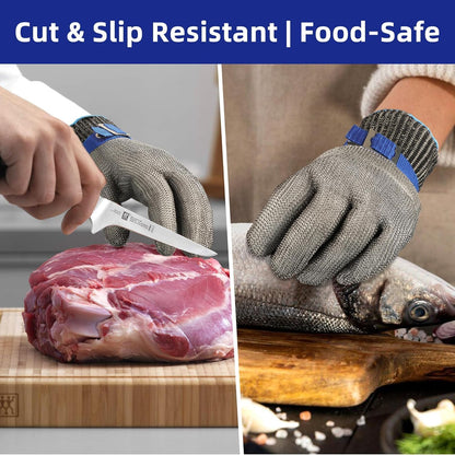SlicePro ANSI A9 Cut Resistant Glove PR1706, Stainless Steel Mesh Metal Glove, Food Grade for Kitchen Cooking, Butcher Meat Cutting, Oyster Shucking, Mandoline, (XL, 1 PCS)