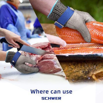 SlicePro ANSI A9 Cut Resistant Glove PR1706, Stainless Steel Mesh Metal Glove, Food Grade for Kitchen Cooking, Butcher Meat Cutting, Oyster Shucking, Mandoline, (XL, 1 PCS)