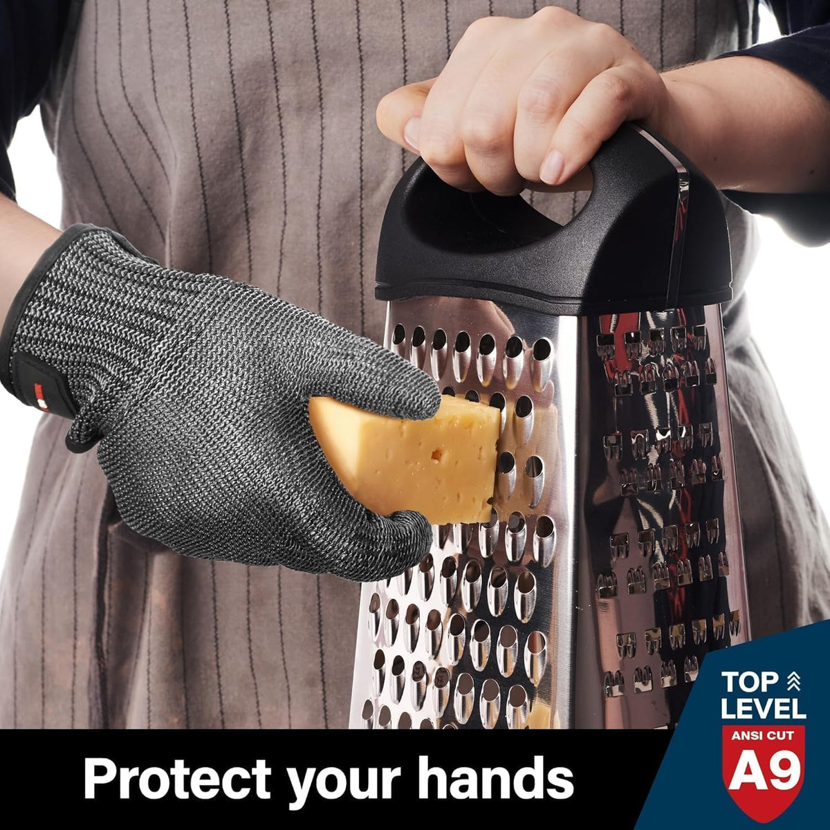 SlicePro ANSI A9 Cut Resistant Glove PR1706, Stainless Steel Mesh Metal Glove, Food Grade for Kitchen Cooking, Butcher Meat Cutting, Oyster Shucking, Mandoline, (XL, 1 PCS)