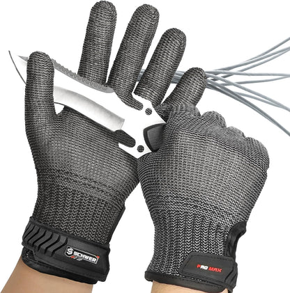 SlicePro ANSI A9 Cut Resistant Glove PR1706, Stainless Steel Mesh Metal Glove, Food Grade for Kitchen Cooking, Butcher Meat Cutting, Oyster Shucking, Mandoline, (XL, 1 PCS)