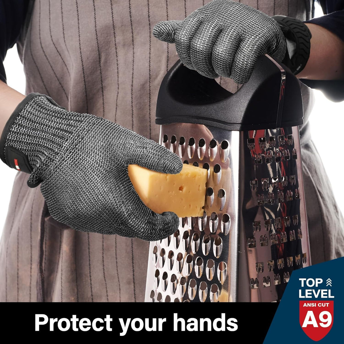 SlicePro ANSI A9 Cut Resistant Glove PR1706, Stainless Steel Mesh Metal Glove, Food Grade for Kitchen Cooking, Butcher Meat Cutting, Oyster Shucking, Mandoline, (XL, 1 PCS)
