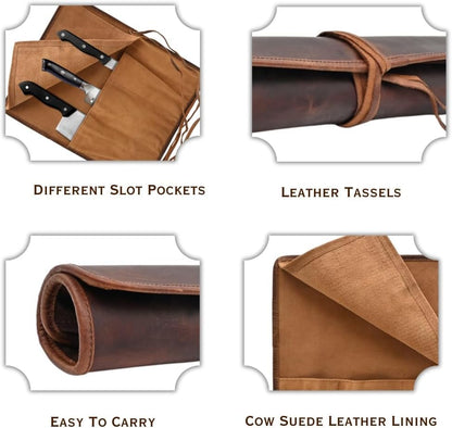 Knife Roll Bag Professional Chef Knife Case, Durable Knife Sheath Holder, Cooks & Culinary Tools Carrying Storage, Portable Knife Wrap - 4 Slots