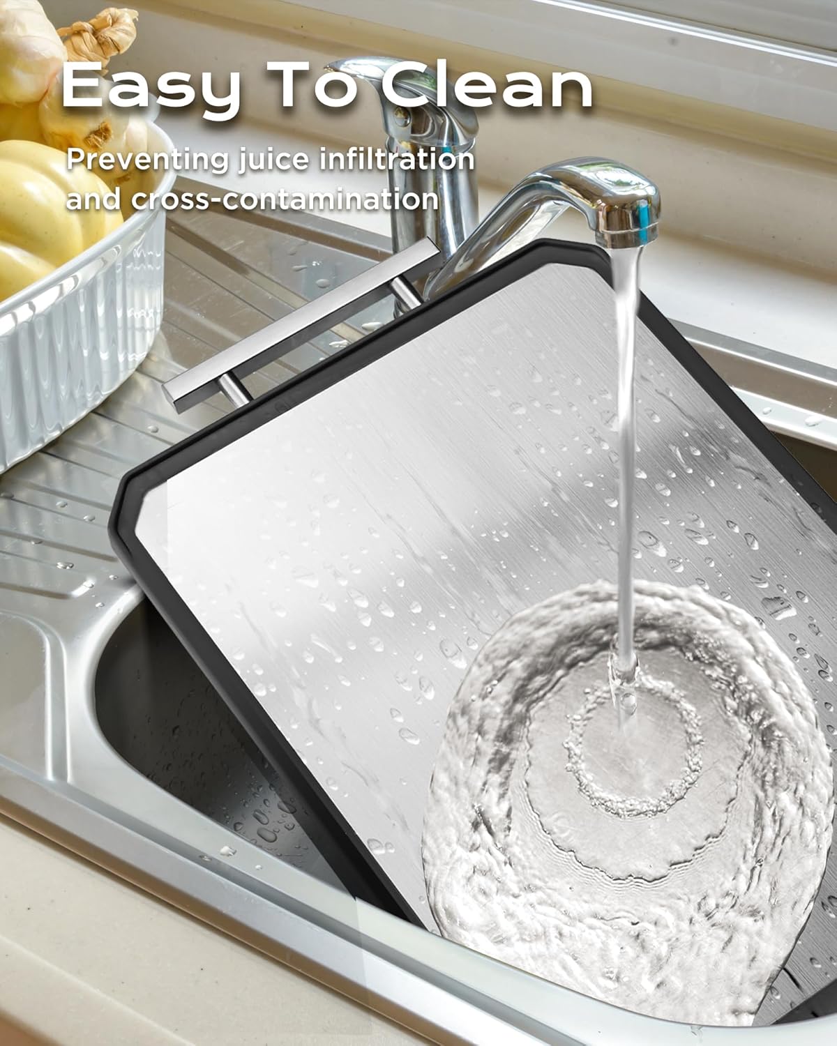 Stainless Steel Cutting Board,Non Toxic chopping for kitchen | Metal Cutting Board,Double Sided Stainless Steel/Wheat straw pp Large for meat,Dishwasher Safe [16*11Inch]
