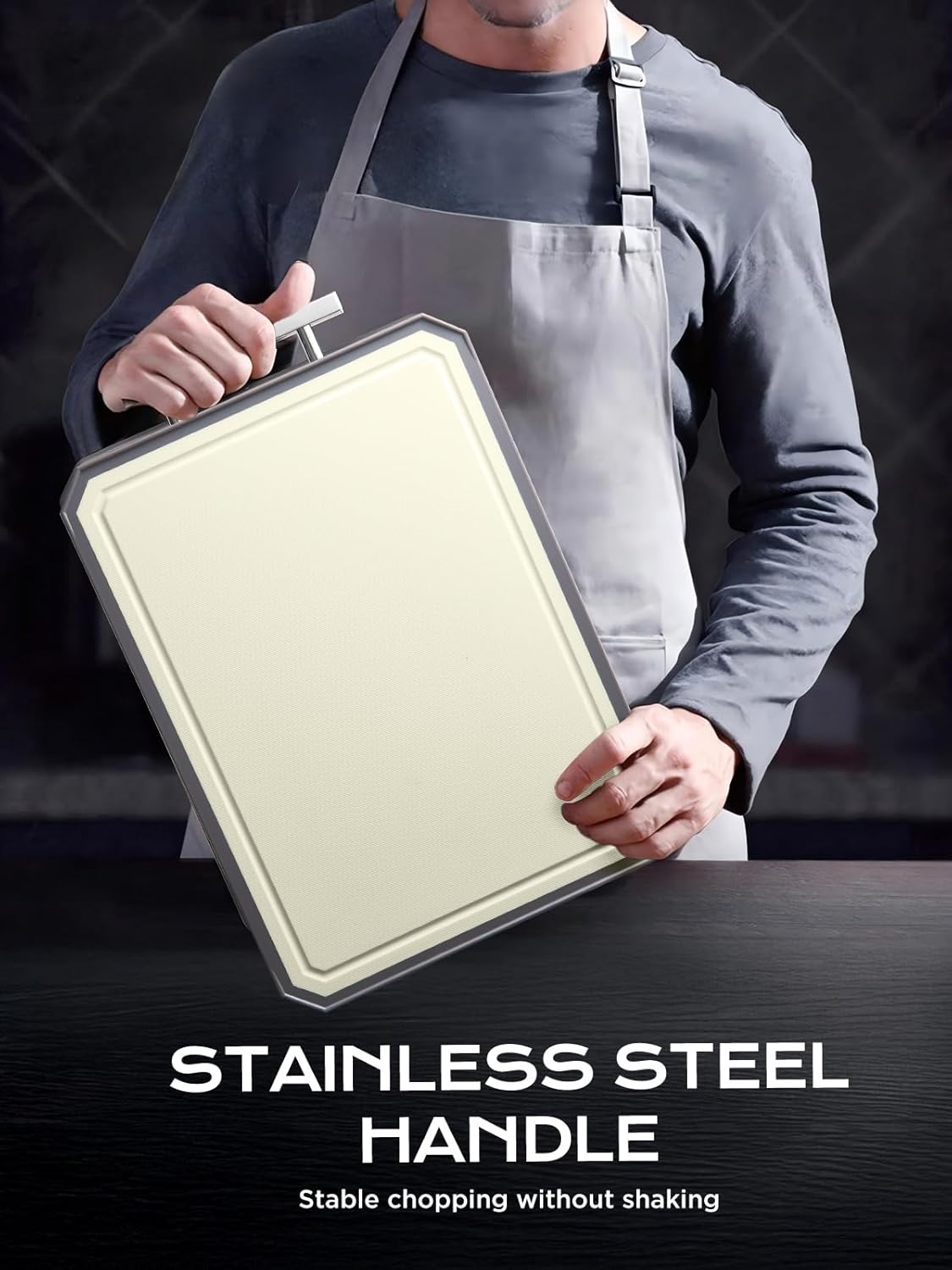 Stainless Steel Cutting Board,Non Toxic chopping for kitchen | Metal Cutting Board,Double Sided Stainless Steel/Wheat straw pp Large for meat,Dishwasher Safe [16*11Inch]