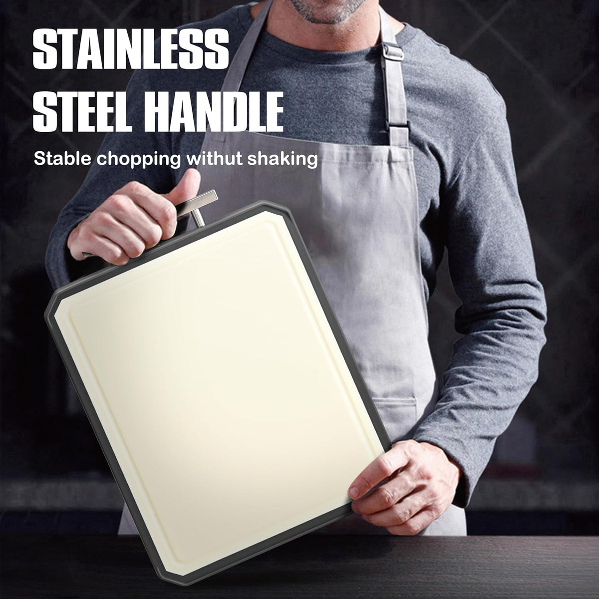 Stainless Steel Cutting Board,Non Toxic chopping for kitchen | Metal Cutting Board,Double Sided Stainless Steel/Wheat straw pp Large for meat,Dishwasher Safe [16*11Inch]
