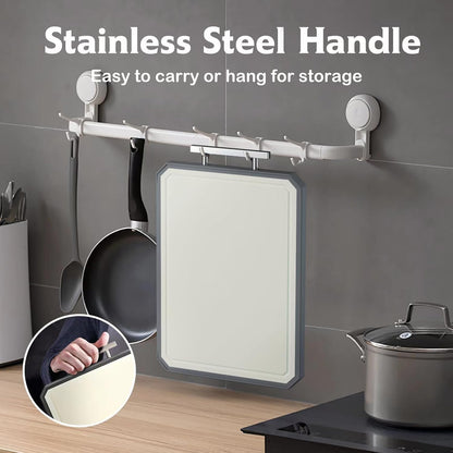 Stainless Steel Cutting Board,Non Toxic chopping for kitchen | Metal Cutting Board,Double Sided Stainless Steel/Wheat straw pp Large for meat,Dishwasher Safe [16*11Inch]