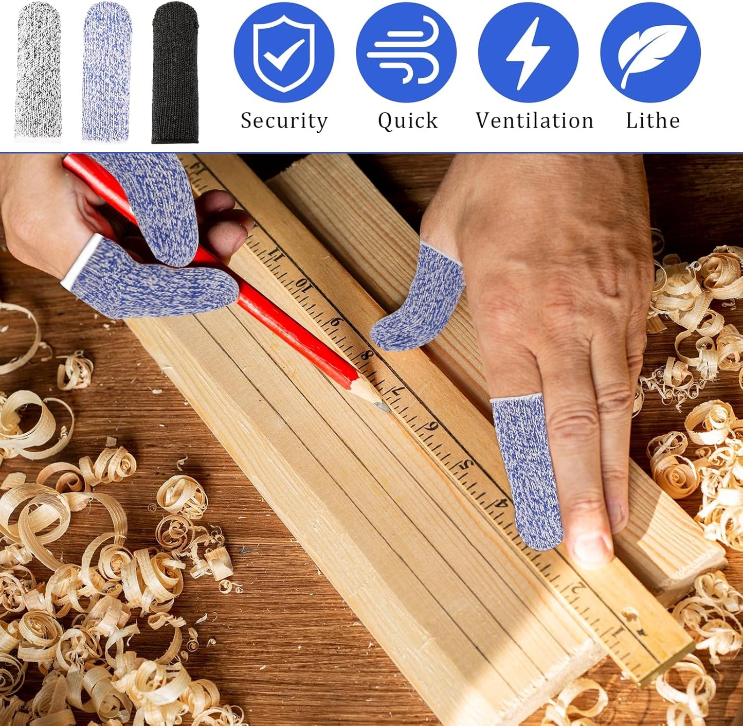 Cut Resistant Finger Cots, 12 Pack Reusable Finger Sleeve Protectors Finger Guards for Cutting Food, Anti-Slip Finger Covers Protection for Finger Tips, Finger Protectors for Crocheting Sewing