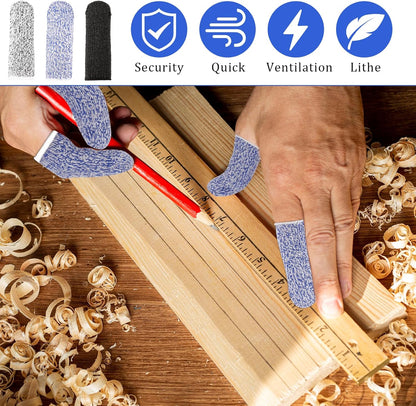 Cut Resistant Finger Cots, 12 Pack Reusable Finger Sleeve Protectors Finger Guards for Cutting Food, Anti-Slip Finger Covers Protection for Finger Tips, Finger Protectors for Crocheting Sewing