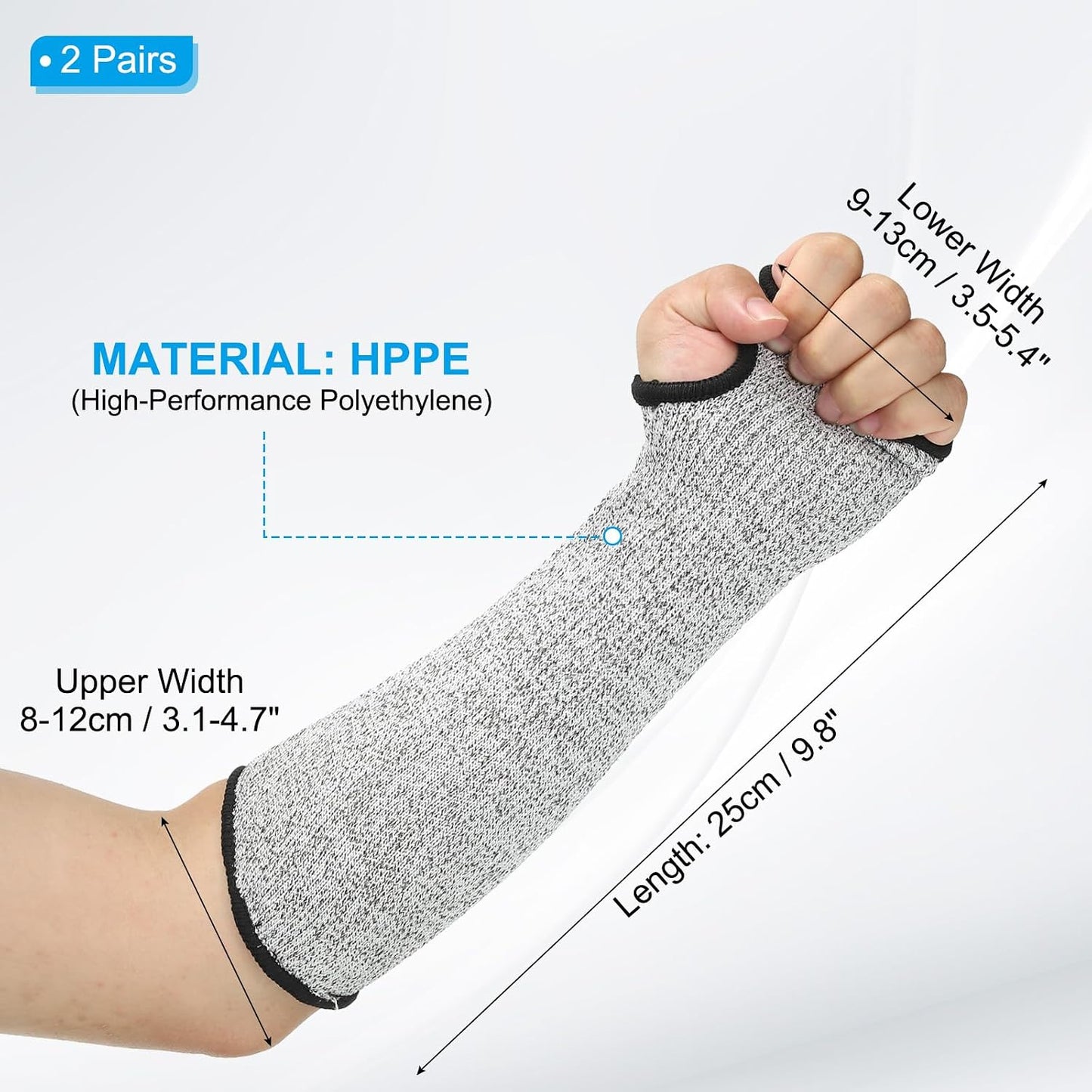 Cut Resistant Sleeve Arm Safety Protectors Sleeves with Thumb Hole Level 5 Protection Forearm Guard Sleeves