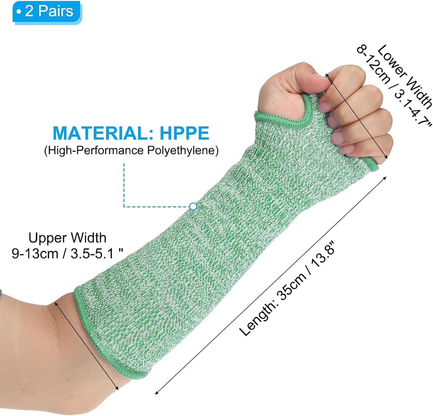 Cut Resistant Sleeve Arm Safety Protectors Sleeves with Thumb Hole Level 5 Protection Forearm Guard Sleeves
