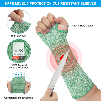 Cut Resistant Sleeve Arm Safety Protectors Sleeves with Thumb Hole Level 5 Protection Forearm Guard Sleeves