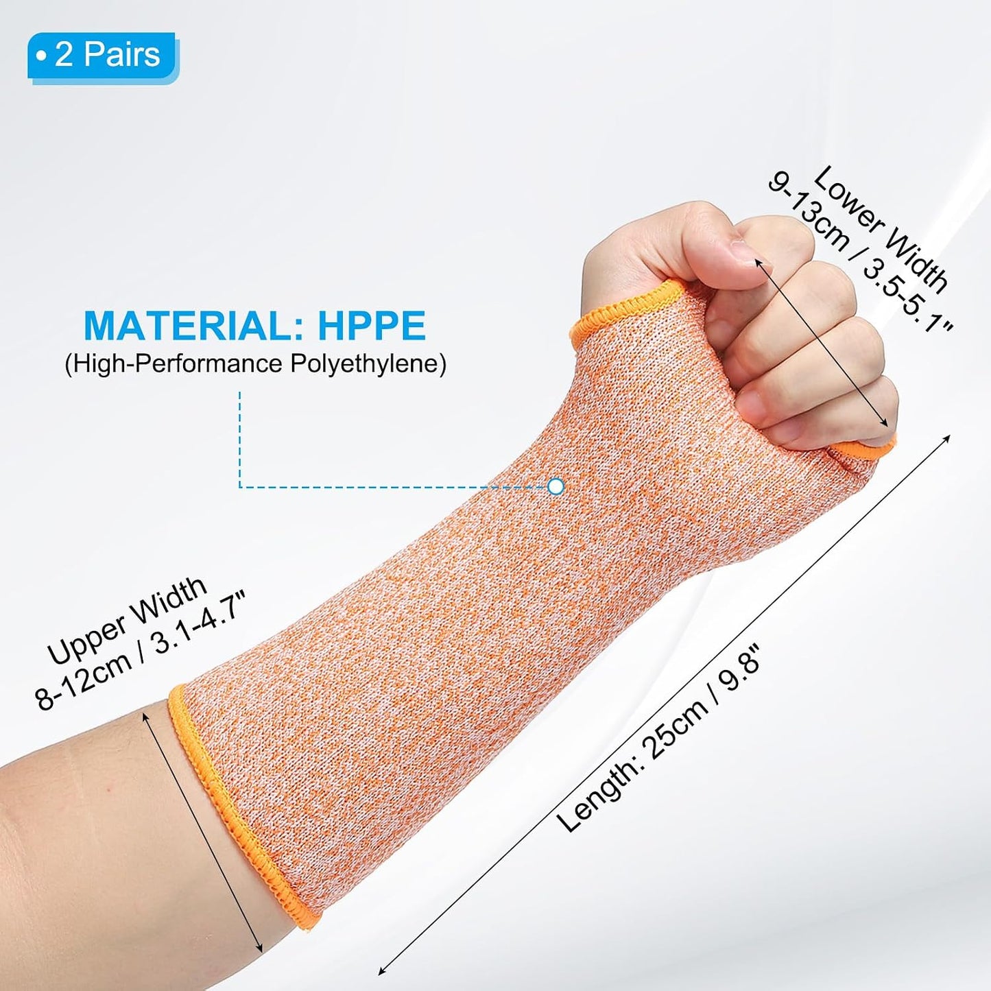 Cut Resistant Sleeve Arm Safety Protectors Sleeves with Thumb Hole Level 5 Protection Forearm Guard Sleeves