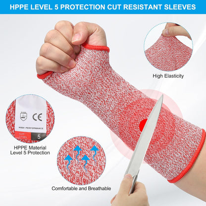 Cut Resistant Sleeve Arm Safety Protectors Sleeves with Thumb Hole Level 5 Protection Forearm Guard Sleeves