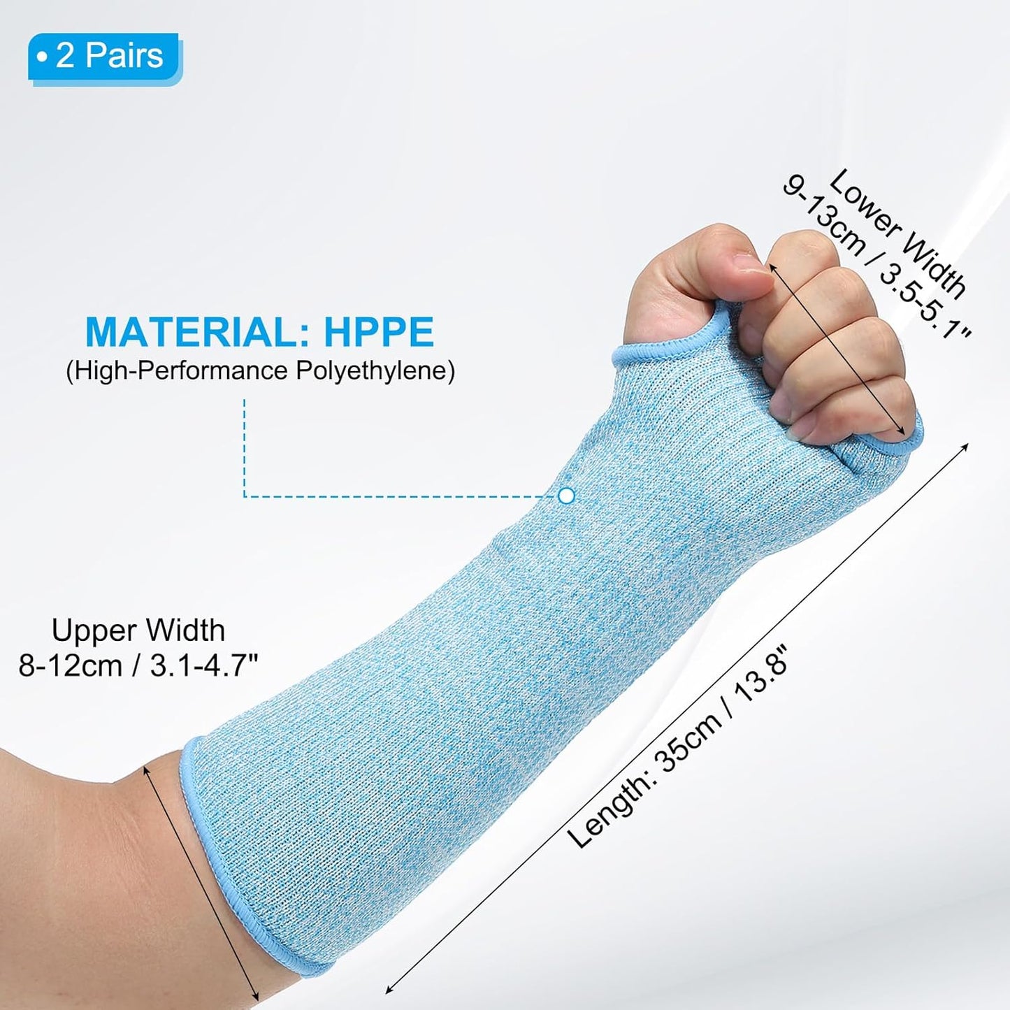 Cut Resistant Sleeve Arm Safety Protectors Sleeves with Thumb Hole Level 5 Protection Forearm Guard Sleeves