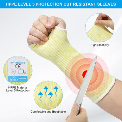 Cut Resistant Sleeve Arm Safety Protectors Sleeves with Thumb Hole Level 5 Protection Forearm Guard Sleeves