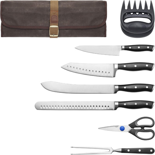Forged Accent 9-Pc Carving Tool Set, BBQ Accessories | Backyard BBQ Essentials for Carving, Serving & Grilling. Durable Stainless Steel, Easy Cleanup.