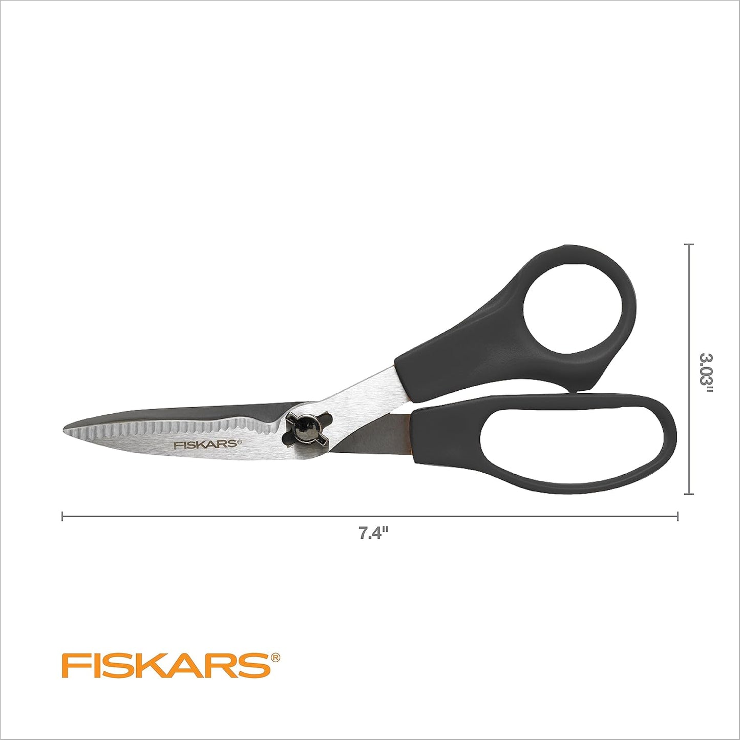 Everyday Take-Apart Shears, Multipurpose Scissors, Hardened Stainless Steel Blades & Serrated Edge with Power Notch, 7”, Gray