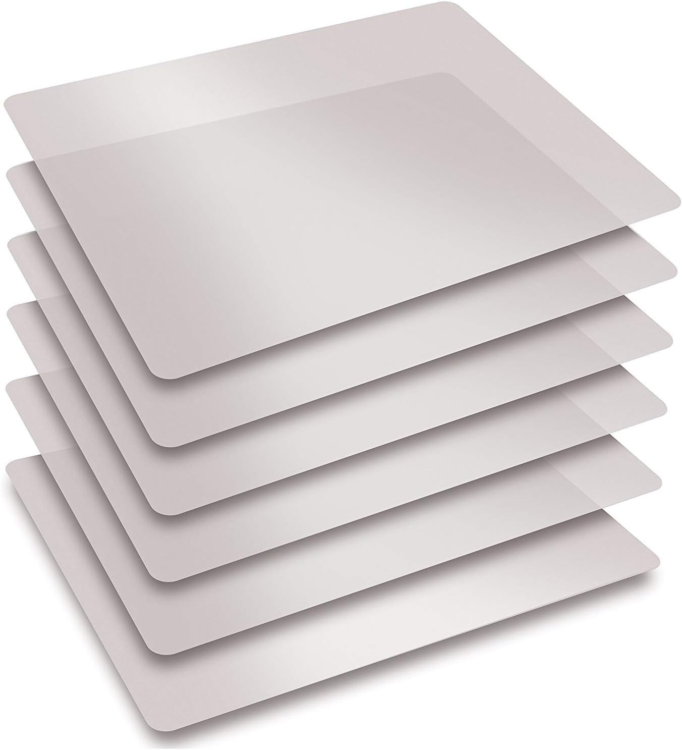 15" x 12" Extra Thick Flexible Frosted Clear Plastic Cutting Mats, Set of 6