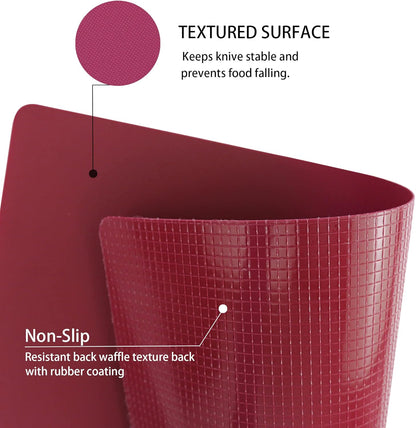 Plastic Cutting Boards for Kitchen, Flexible Cutting Mats, Colorful Chopping Boards with Food Icon, Non-Slip, Non Porous, BPA Free, Dishwasher Safe Rainbow