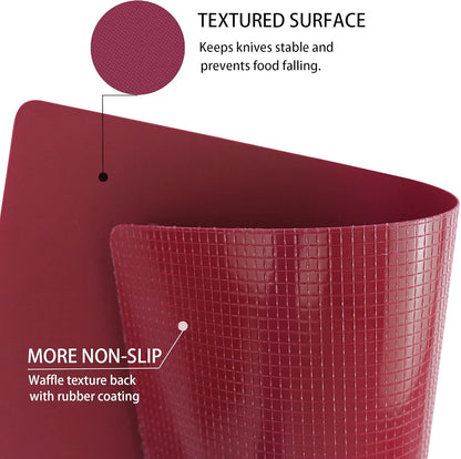 Plastic Cutting Boards for Kitchen, Flexible Cutting Mats, Colorful Chopping Boards with Food Icon, Non-Slip, Non Porous, BPA Free, Dishwasher Safe Rainbow