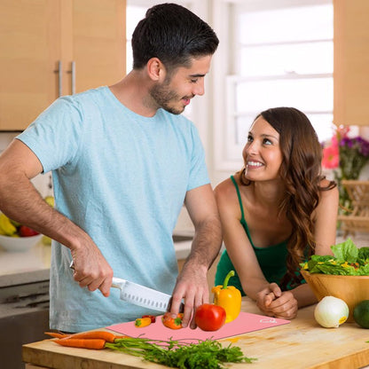 Plastic Cutting Boards for Kitchen, Flexible Cutting Mats, Colorful Chopping Boards with Food Icon, Non-Slip, Non Porous, BPA Free, Dishwasher Safe Rainbow