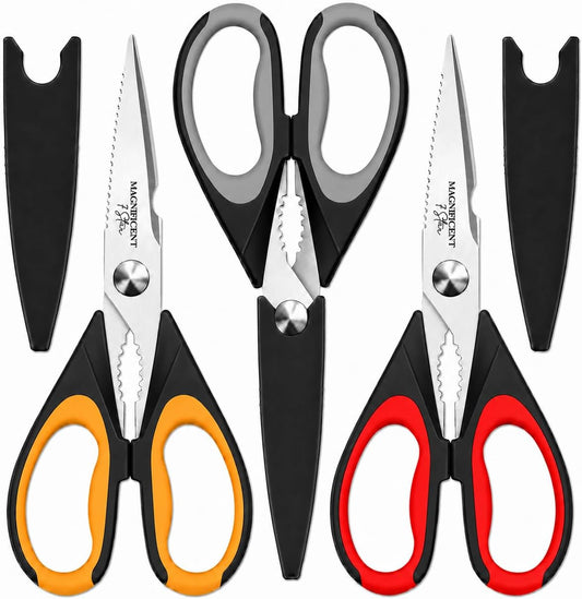 Magnificent Kitchen Scissors Heavy Duty - Multi-Purpose Kitchen Shears for Meat, Poultry, Food - Stainless Steel Cooking Scissors - Dishwasher Safe Culinary Shears