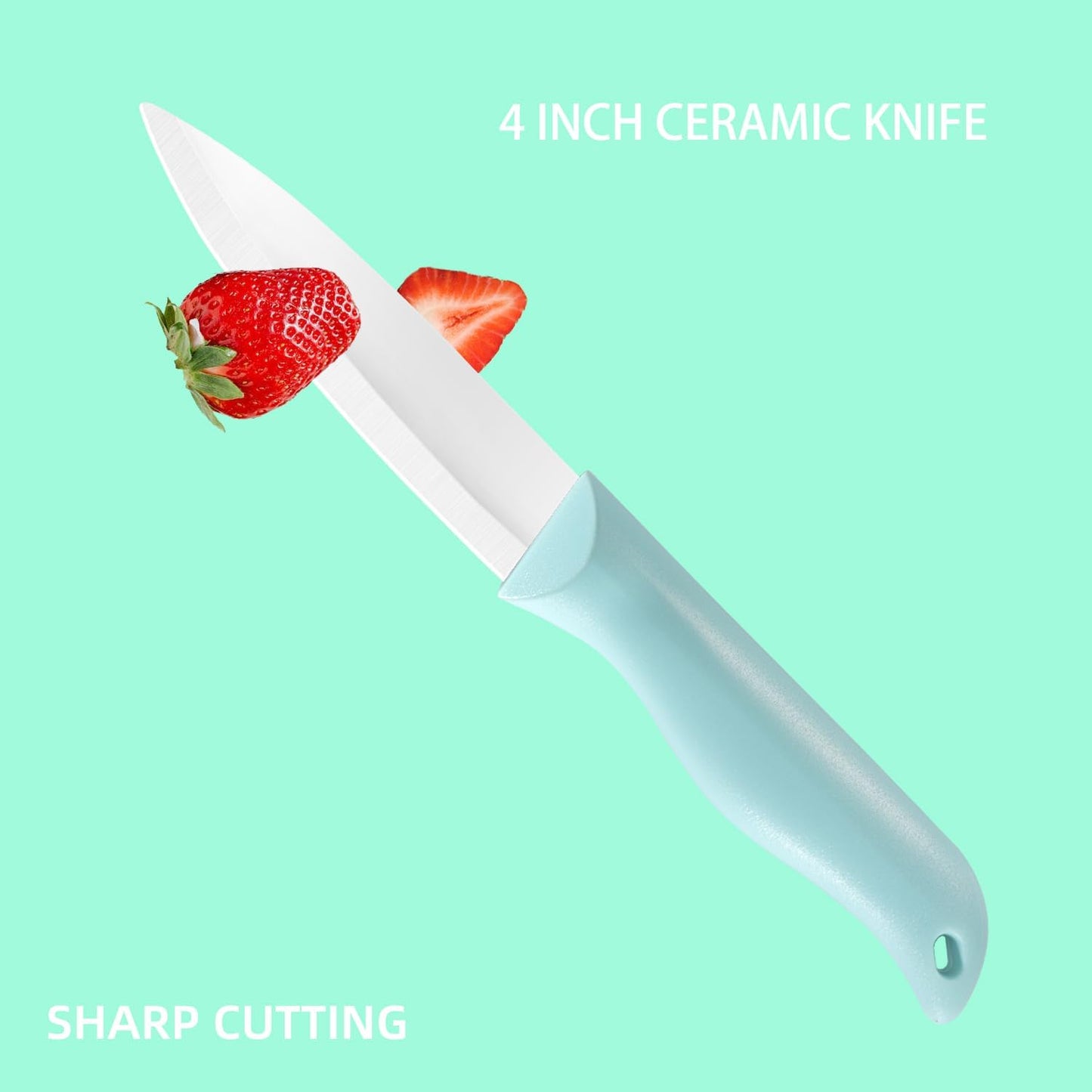 4 Inch Ceramic Kitchen Knives Set, Professional Chef Blades with Ergonomic Handles, 2 Piece