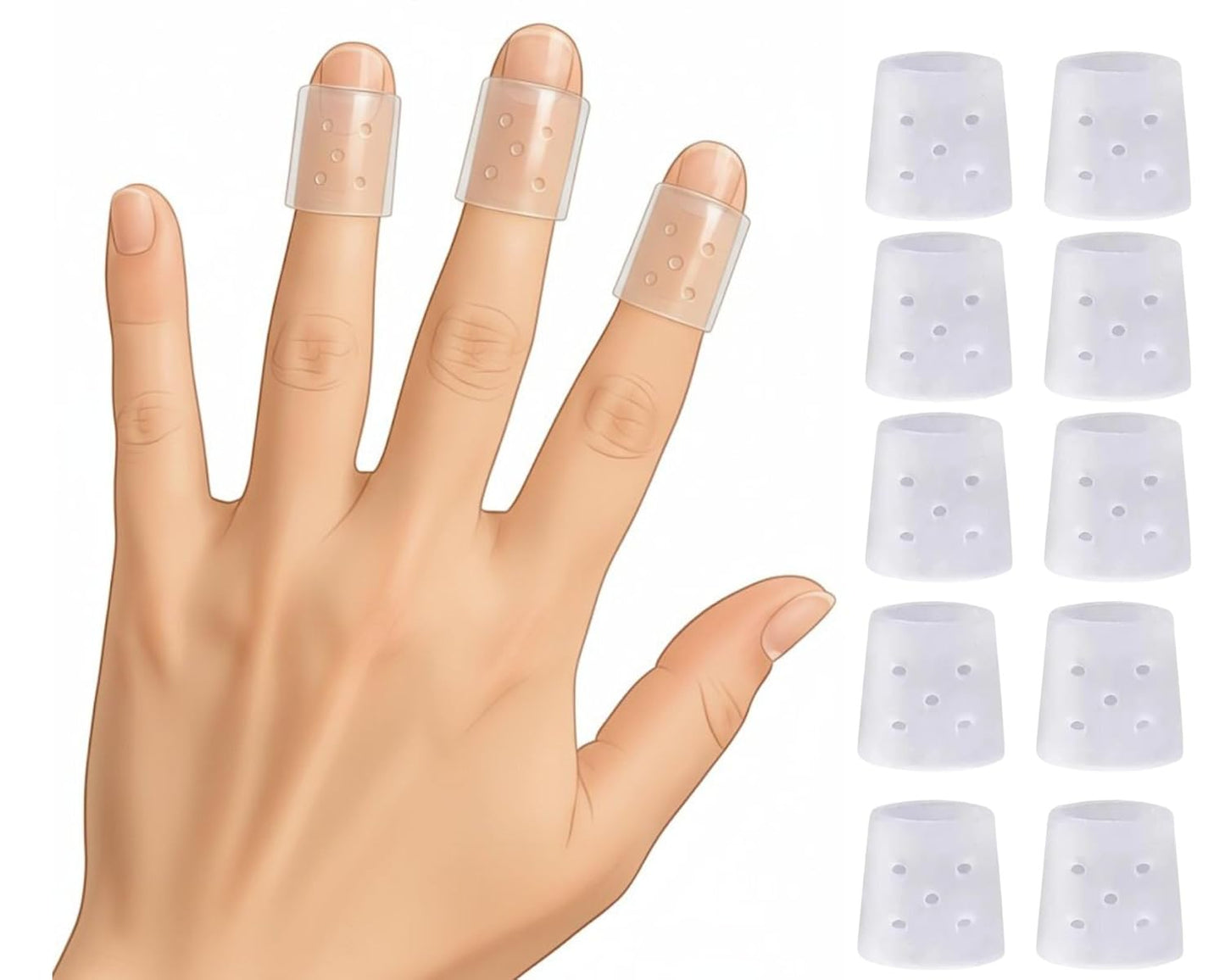 . Skin Picking Prevention And Treatment Covers, Finger Caps For Dermatillomania, Anti-Skin Picking Guards For Fingers, Left-Handed Writing Comfort, Cuticle Protection-10 Pack, Reusable