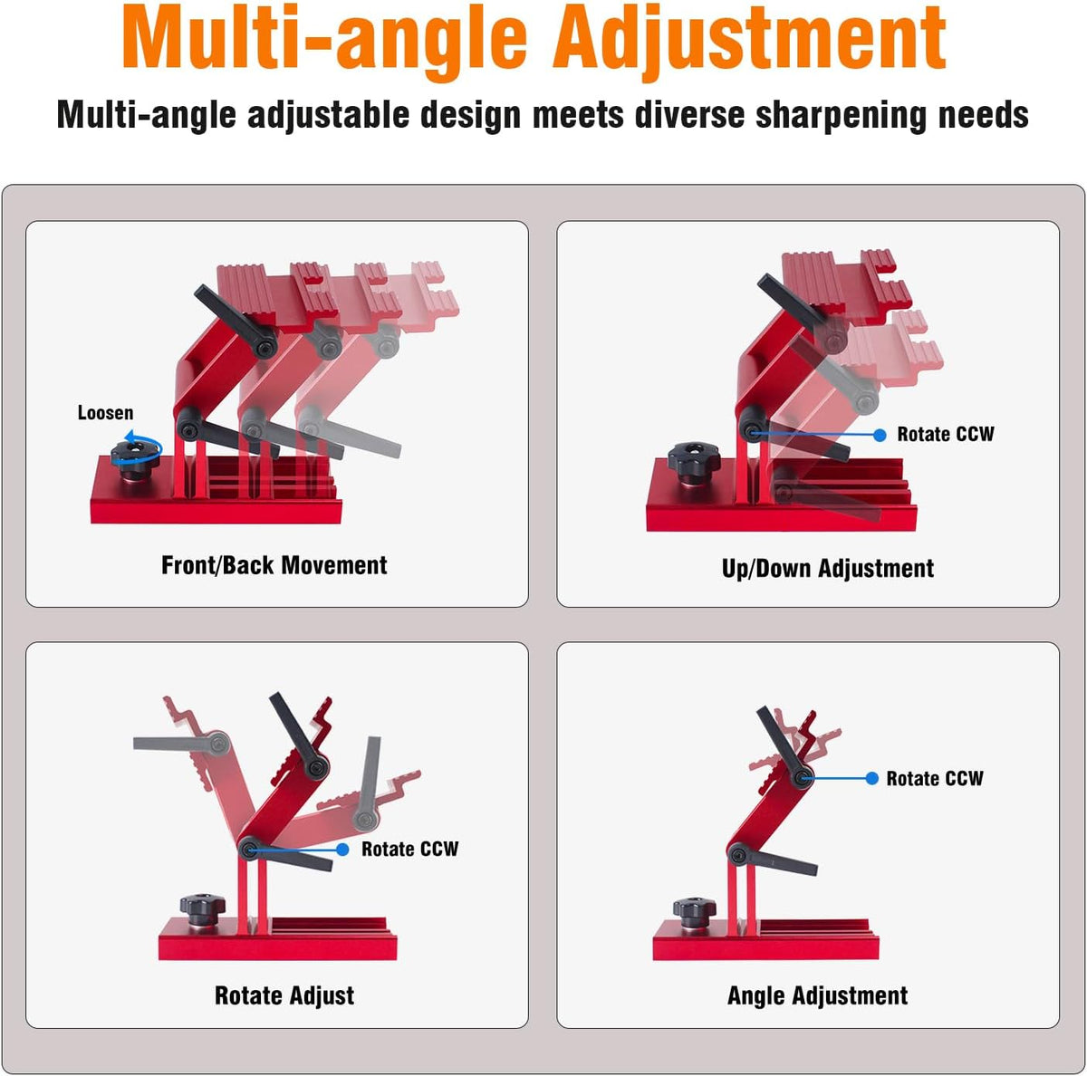 Bench Grinder Tool Rest, Adjustable Replacement Tool Rest Sharpening Jig for 6" or 8" Grinders and Sanders, Pro Sharpening System with Flat Miter Slide for 0"-2.5" Wide Blades and Chisels