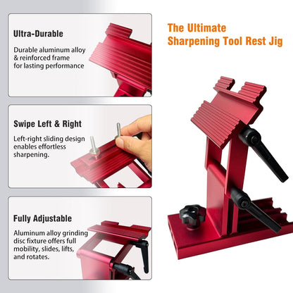 Bench Grinder Tool Rest, Adjustable Replacement Tool Rest Sharpening Jig for 6" or 8" Grinders and Sanders, Pro Sharpening System with Flat Miter Slide for 0"-2.5" Wide Blades and Chisels
